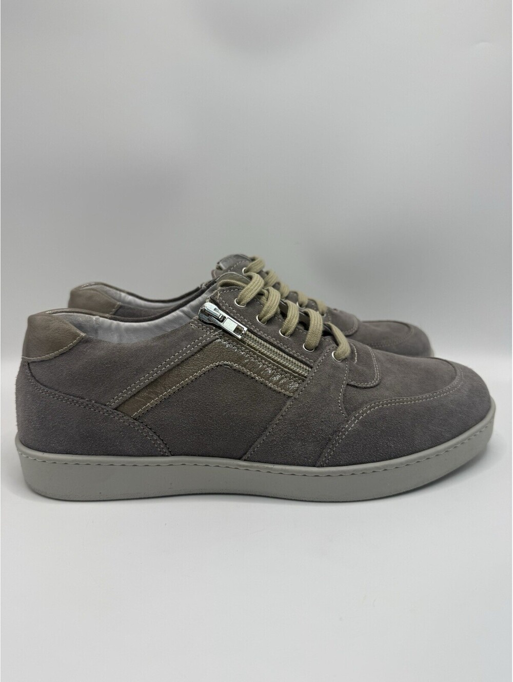 David Tate Made In Italy Womens Sneakers Lace Up Zipper Gray Suede Size N 10